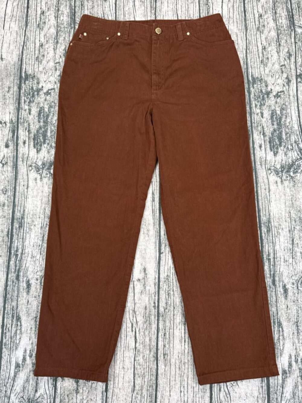 Lauren Jeans Co Ralph Lauren Women's 12P Straight Rust Brown Petite Jeans